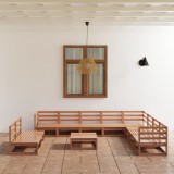 VidaXL Set mobilier de grădină, 11 piese, maro miere, lemn masiv pin