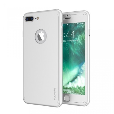 Husa Apple iPhone 7 Plus, FullBody Elegance Luxury Silver, acoperire completa 360 grade cu folie de sticla foto