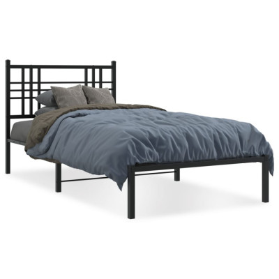 Cadru de pat din metal cu tablie, negru, 100x200 cm GartenMobel Dekor foto