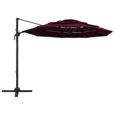 Umbrela de soare 4 niveluri, stalp aluminiu, rosu bordo, 3x3 m GartenMobel Dekor