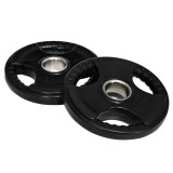 SPORTNOW Discuri de greutate, plăci 2 x 5 kg, cu trei m&acirc;nere, orificiu &Oslash; 5 cm, acoperire din cauciuc, negru | Aosom Romania