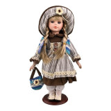 Cumpara ieftin Statueta decorativa, Papusa cu fata si mainile din ceramica cu rochie, 35 cm, 1755H-3