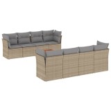 Cumpara ieftin Set canapele de gradina, 9 piese, cu perne, bej, poliratan