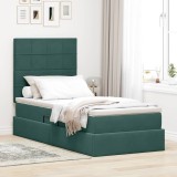 Cumpara ieftin Pat cu saltea si spatiu de depozitare Verde inchis 90 x 200 cm