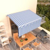 VidaXL Copertină retractabilă manual cu stor, albastru &amp; alb, 3x2,5 m