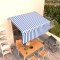 vidaXL Copertină retractabilă manual cu stor, albastru &amp; alb, 3x2,5 m