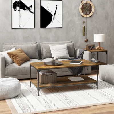 vidaXL Măsuță de cafea, stejar fumuriu, 100x50x40 cm, lemn prelucrat foto