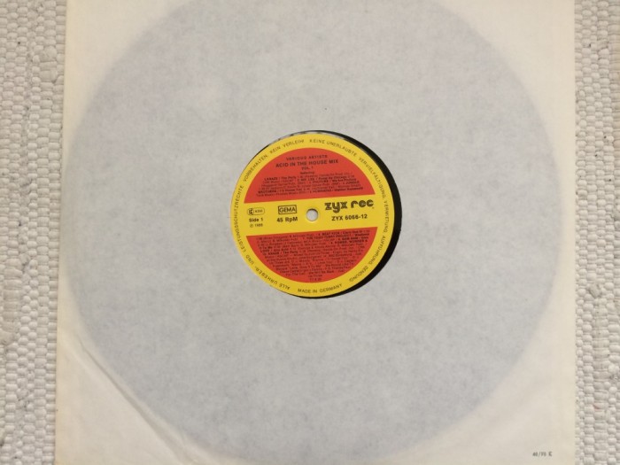 acid in the house mix vol. 1 1988 disc vinyl 12" 45 RPM muzica acid house electro ZYX Records germany generic VG+