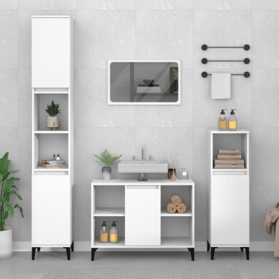 Gossi set mobilier de baie, 3 piese, alb, lemn compozit foto