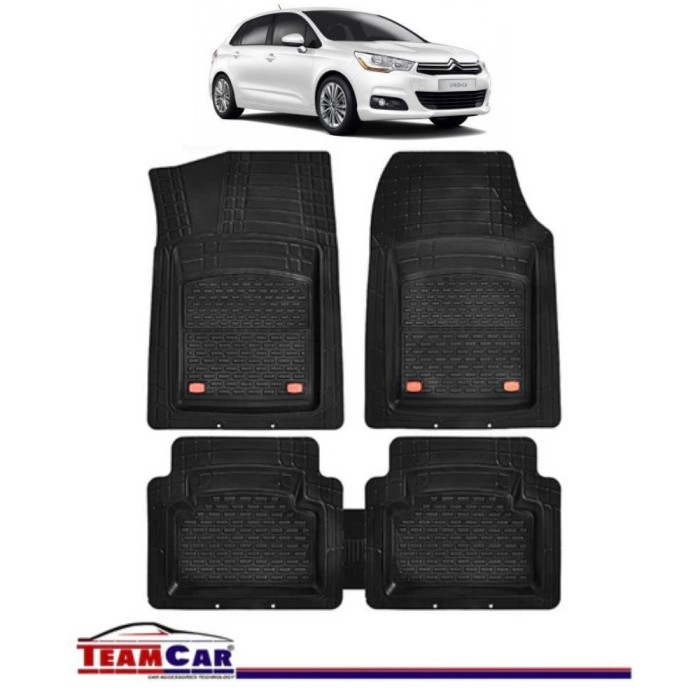 Covorase Auto TeamCar&reg; Tip Tavita Compatibile Citroen C4 II (2010-2020) Negru Material Rezistent