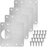 Set 4 elemente de reparare a balamalei, NUODWELL, Fabricat din otel inoxidabil, cu suruburi pentru instalare rapida, Potrivit pentru garderoba, argint