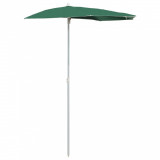 Cumpara ieftin Umbrela de gradina cu stalp, verde, 180x90 cm, semirotunda