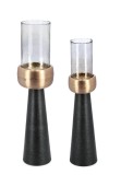Cumpara ieftin Set 2 sfesnice aluminiu negru auriu Sagar &Oslash;20x91h; &oslash;25x102h