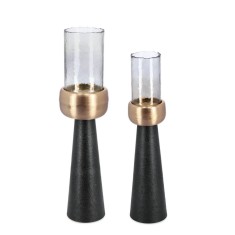 Set 2 sfesnice aluminiu negru auriu Sagar &Oslash;20x91h; &oslash;25x102h