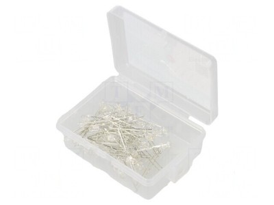 Set LED THT 3mm 50buc alb cald 7,5mA 30&amp;deg; cutie plastic foto
