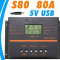 Regulator Controller Panouri fotovoltaice 80A SOLAR-80 LCD USB