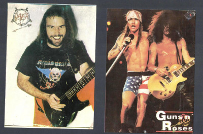 Carte postala trupe Rock : Slayer &amp;amp; Guns n` Roses vederi 1990 foto