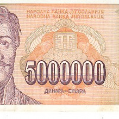 M1 - Bancnota foarte veche - Fosta Iugoslavia - 5000000 dinarI - 1993