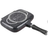 Cumpara ieftin Tigaie dubla aluminiu turnat, 32x7.5 cm, acoperire ceramica, maner soft touch, Goldmann