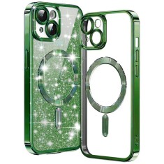 Husa premium iPhone 15 Plus Techsuit Luxury Glitter MagSafe, verde foto