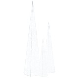 Set conuri decorative cu LED-uri, alb rece, 60/90/120 cm, acril