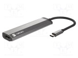 Hub USB NATEC HDMI, 2x USB A, USB C, 4K, Power Delivery 3.0, 5Gbps, gri