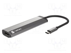 Hub USB NATEC HDMI, 2x USB A, USB C, 4K, Power Delivery 3.0, 5Gbps, gri