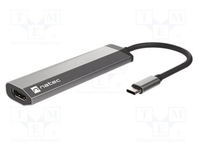 Hub USB NATEC HDMI, 2x USB A, USB C, 4K, Power Delivery 3.0, 5Gbps, gri foto