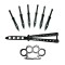 Set briceag fluture, rozeta si 6 cutite de aruncat, otel inoxidabil, negru