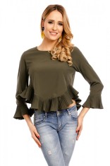 N558-14 Bluza eleganta cu volanase si maneci tip clopot