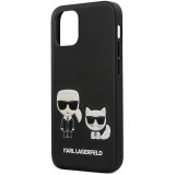 Husa Plastic - Piele Karl Lagerfeld pentru Apple iPhone 12 mini, Karl &amp;Choupette, Neagra KLHCP12SPCUSKCBK