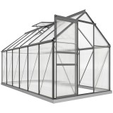 Outsunny Seră de grădină din policarbonat, 7,1 m&sup2;, cu cadru din aliaj de aluminiu, jgheaburi, ferestre reglabile și ușă glisantă | Aosom Romania