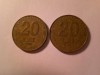 2 Monede 20 lei 1994 , bronz , cal. Buna si slaba