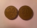 2 Monede 20 lei 1994 , bronz , cal. Buna si slaba