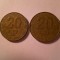 2 Monede 20 lei 1994 , bronz , cal. Buna si slaba