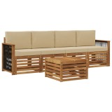 vidaXL Set de canapele de exterior cu pernă 5 pcs Natural și Bej 3383994