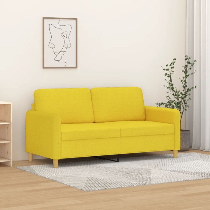 Gossi canapea cu 2 locuri, galben deschis, 140 cm, material textil