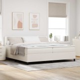 vidaXL Pat cu arc LED Crema și Alb 200 x 200 cm Țesătură din corduroy 3337617