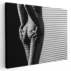 Tablou nud femeie spate alb negru 1974 Tablou canvas pe panza CU RAMA 20x30 cm