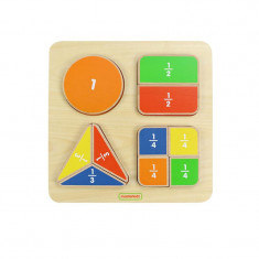 Panou educativ Fractiile (forme geometrice), din lemn, +2 ani, Masterkidz EduKinder World