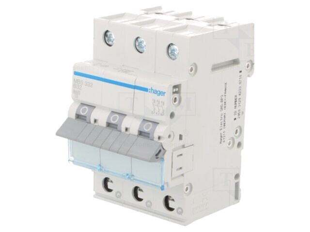 HAGER &Icirc;ntrerupător de supracurent 3 poli 32A 230/400V AC MCB 6kA