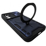 Husa spate TPU negru si plastic bleumarin, inel si protectie camera, pentru Samsung Galaxy A36 5G