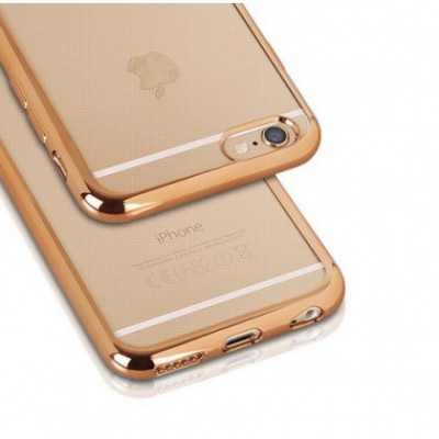 Husa Silicon Clear iPhone 6 (4,7) Gold foto