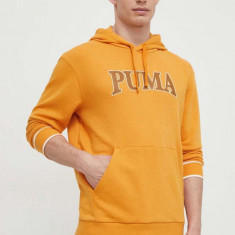 Puma bluză SQUAD bărbați, culoarea galben, cu glugă, imprimeu 678969