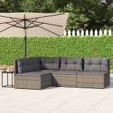 Cumpara ieftin Set mobilier de grădină cu perne, 4 piese, gri, poliratan
