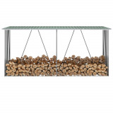 Cumpara ieftin Șopron depozitare lemne, verde, 330x84x152 cm, oțel galvanizat