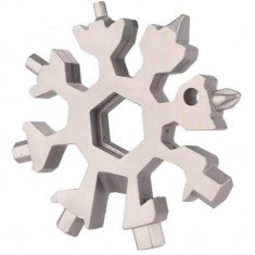 Breloc-unealta multifunctionala 18-in-1 Snowflake Argintiu