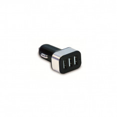 Incarcator Auto 3xUSB 3.1A Negru + Argintiu