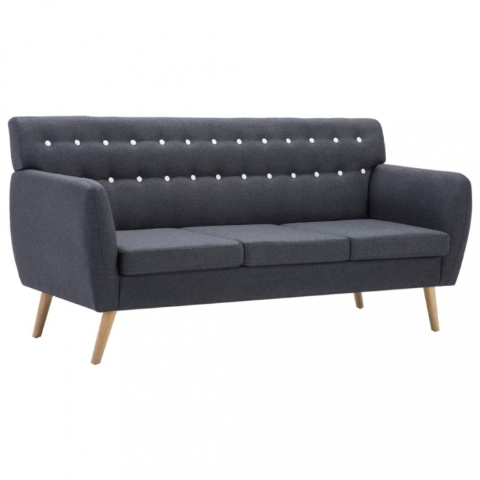 Canapea 3 locuri, tapiterie textila, 172x70x82 cm, gri inchis