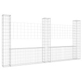 Cumpara ieftin Cos gabion in forma de U cu 3 stalpi, 260x20x150 cm, fier